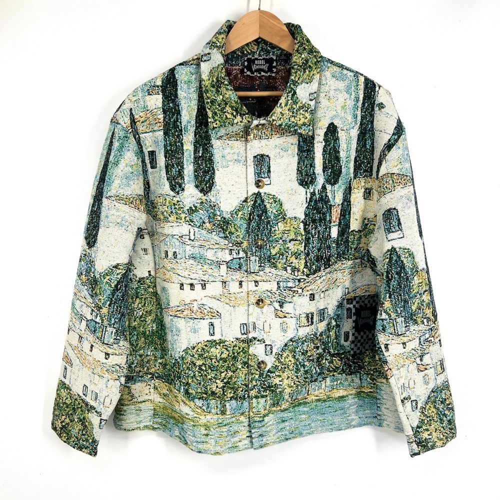 Rebel Vengeance Mens Tapestry Scenic Landscape Woven Jacket Large New